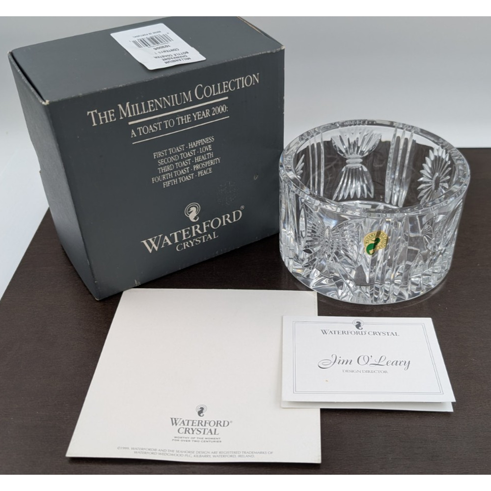 Waterford Crystal Millennium Collection Champagne Wine Bottle Coaster Signed COA